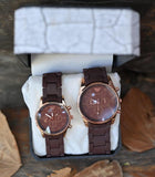 Gadget Zone Premium Couple Watch Set – Brown & Rose Gold Luxury Edition