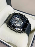 Black Skeleton Chronograph Watch for Men