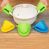 Silicone Pot Holders Green Blue Non Slip Grip 2 Pcs