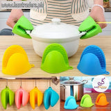 Silicone Pot Holders Green Blue Non Slip Grip 2 Pcs