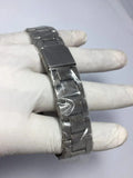 Men Stainless Steel Chain Strap Watch Silver Blue Dial