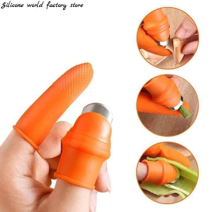 Silicone Garlic Cutter Orange Finger Size Non Slip
